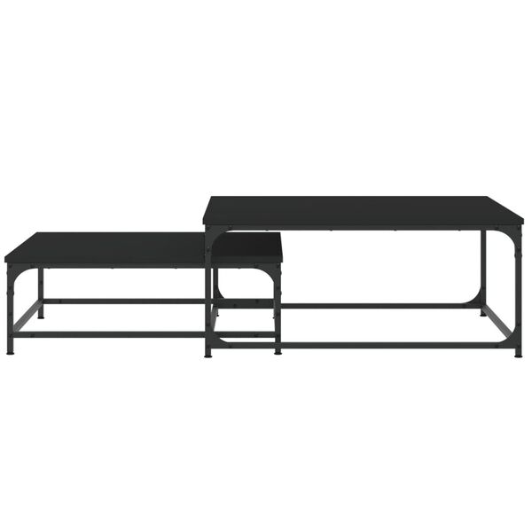vidaXL Stablebare salongbord 2 stk svart konstruert tre