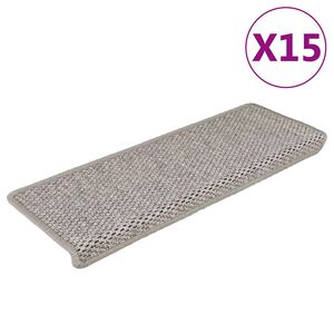 vidaXL Selvklebende trappematter sisal-utseende 15 stk 65x21x4 cm s&oslash;lv