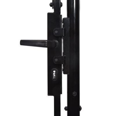 vidaXL Hageport med dobbel dør og spisser stål 3x1,5 cm svart