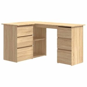 vidaXL Skrivebord for hj&oslash;rne sonoma eik 145x100x76 cm konstruert tre