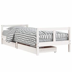 vidaXL Barnesengeramme med skuffer hvit 80x200 cm heltre furu