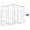 vidaXL Gabionkurver buede 15 stk 200x50x140/160 cm galvanisert jern