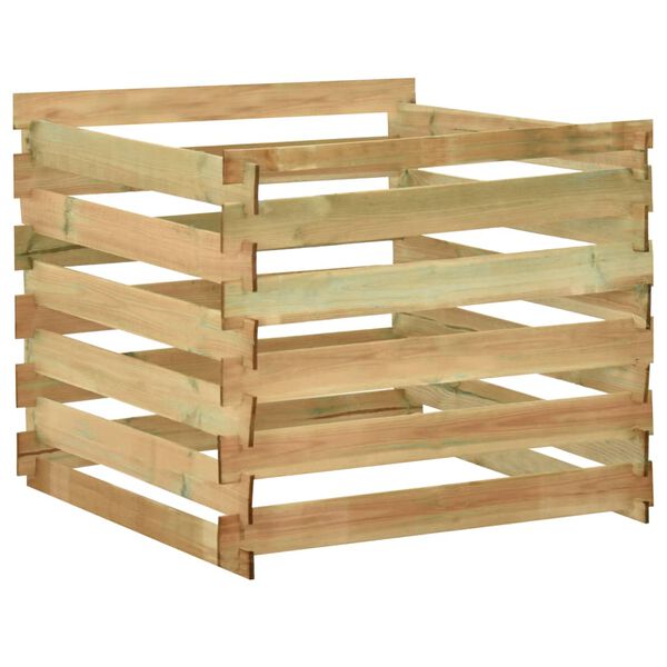 vidaXL Kompostkasse med lamelldesign 100x100x80 cm impregnert furu