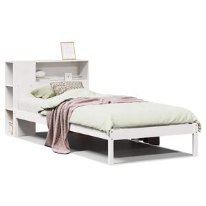 vidaXL Seng med bokhylle uten madrass hvit 75x190 cm heltre furu