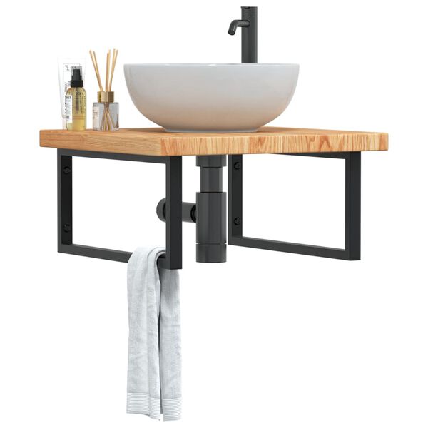 vidaXL Servanthylle veggmontert st&aring;l og heltre eik