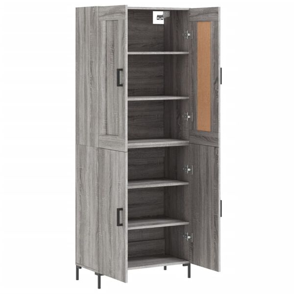 vidaXL Highboard gr&aring; sonoma 69,5x34x180 cm konstruert tre