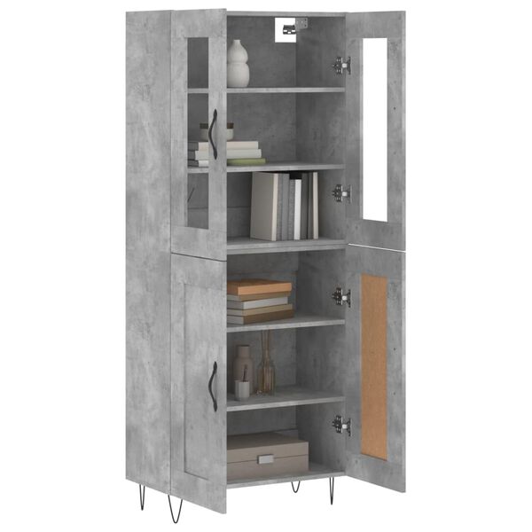 vidaXL Highboard betonggr&aring; 69,5x34x180 cm konstruert tre