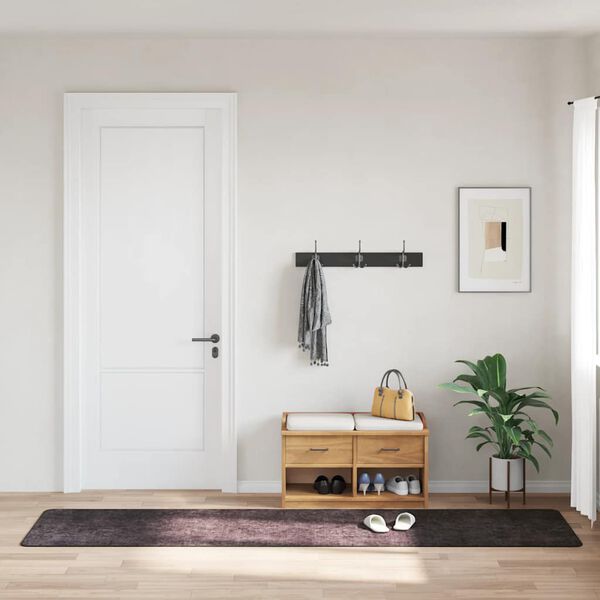 vidaXL Vaskbart teppe 80x300 cm antrasitt sklisikker