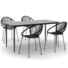 vidaXL Hagespisegruppe 5 deler svart PVC-rotting