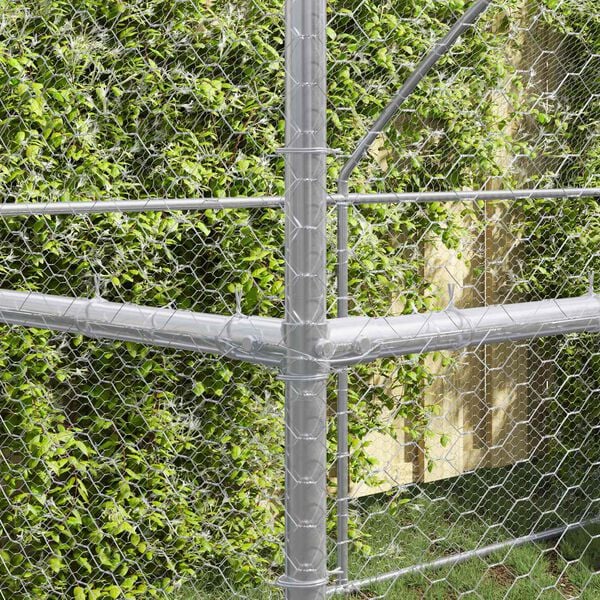 vidaXL H&oslash;nsebur 3 pcs s&oslash;lv 600 x 200 x 200 cm St&aring;l og PE