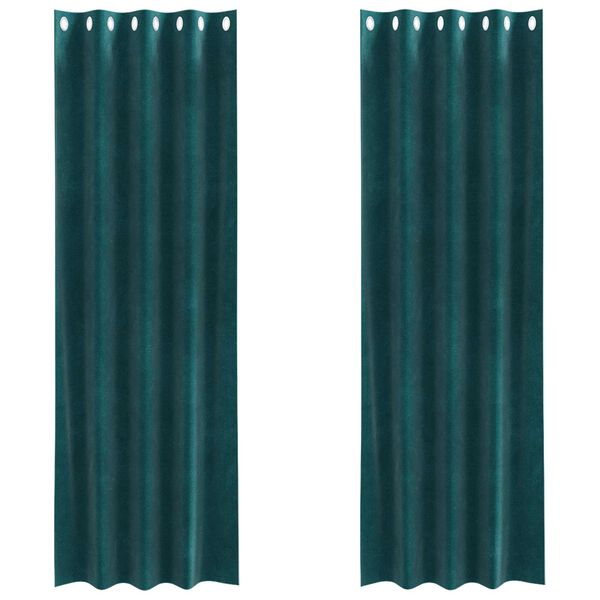 vidaXL Blendingsgardiner 2 pcs M&oslash;rkegr&oslash;nn 140 x 245 cm Fl&oslash;yel