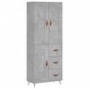 vidaXL Highboard betonggr&aring; 69,5x34x180 cm konstruert tre