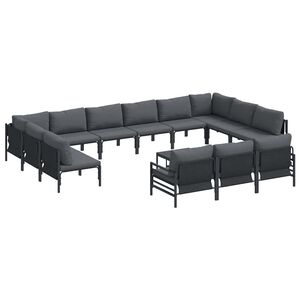 vidaXL Hagesofa Set 14 stk. Svart St&aring;l