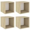 vidaXL Veggskap 4 stk 37x37x37 cm konstruert tre hvit og sonoma eik