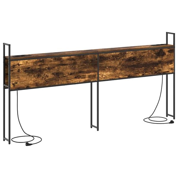 vidaXL Oppbevaringshodegjerde med Ladeplass R&oslash;kt eik 203 x 15 x 98 cm