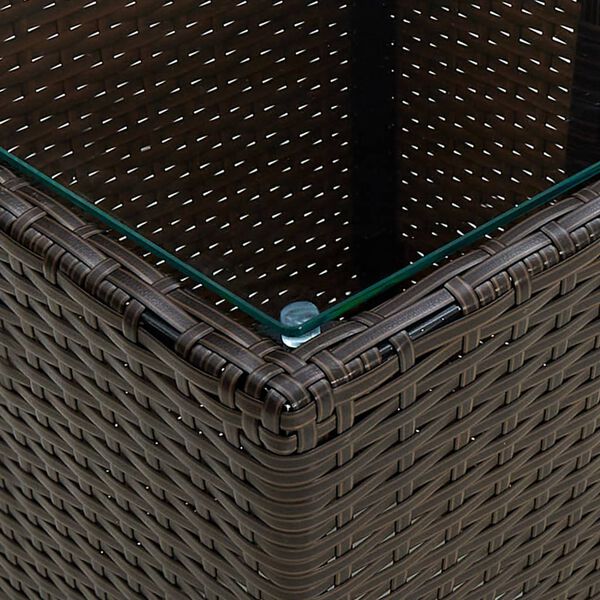 vidaXL Tebord brun 41,5x41,5x44 cm polyrotting og herdet glass