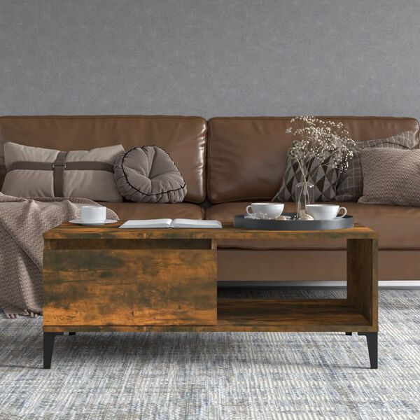 vidaXL Salongbord r&oslash;kt eik 90x50x36,5 cm konstruert tre