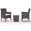 vidaXL Hagebistrosett 3 deler polyrotting og herdet glass brun