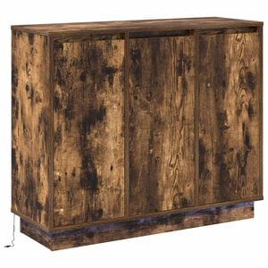 vidaXL LED sideboard R&oslash;kt eik 90 x 32 x 75 cm Konstruert tre