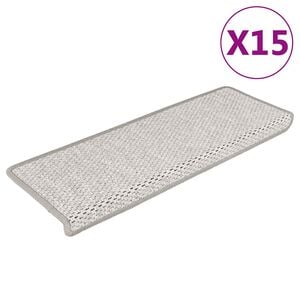vidaXL Selvklebende trappematter sisal 15 stk 65x21x4 cm platina