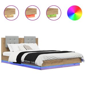 vidaXL Sengestamme med hodegatt Artisan Eik 140 x 200 cm