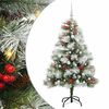 vidaXL Kunstig juletre Gr&oslash;nn og hvit 150 cm PVC og Metall og Plast