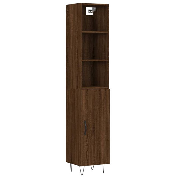 vidaXL Highboard brun eik 34,5x34x180 cm konstruert tre