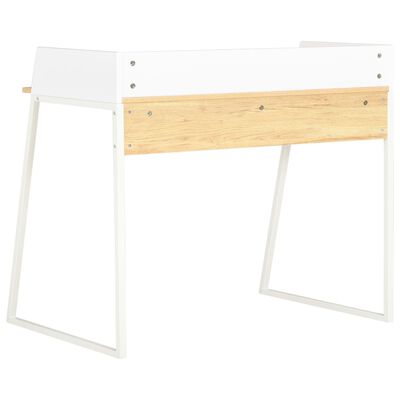 vidaXL Skrivebord hvit og eik 90x60x88 cm