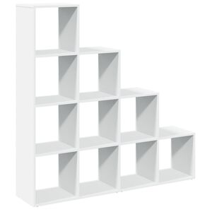 vidaXL Bokhylle 4 etasjer hvit 131,5x29x131,5 cm konstruert tre