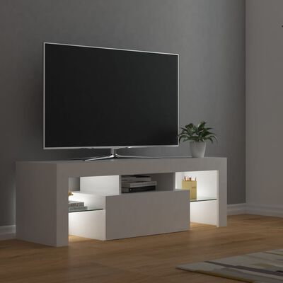 vidaXL TV-benk med LED-lys hvit 120x35x40 cm