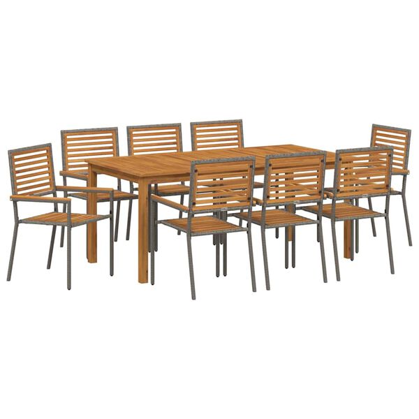vidaXL Hage Spisegruppe 9 pcs Grå Poly rattan
