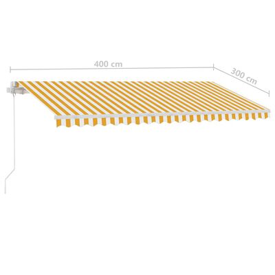 vidaXL Frittstående manuell uttrekkbar markise 400x300 cm gul/hvit