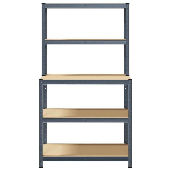 vidaXL Arbeidsbord med hyller 5 lag antrasitt st&aring;l og konstruert tre