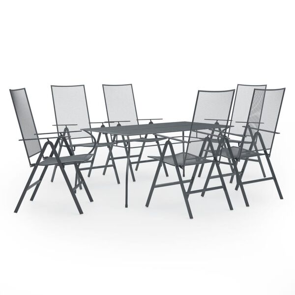 vidaXL Utend&oslash;rs spisestue 7 deler st&aring;l antrasitt