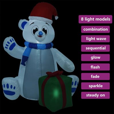 vidaXL Oppblåsbar juleisbjørn LED innendørs og utendørs 1,8 m