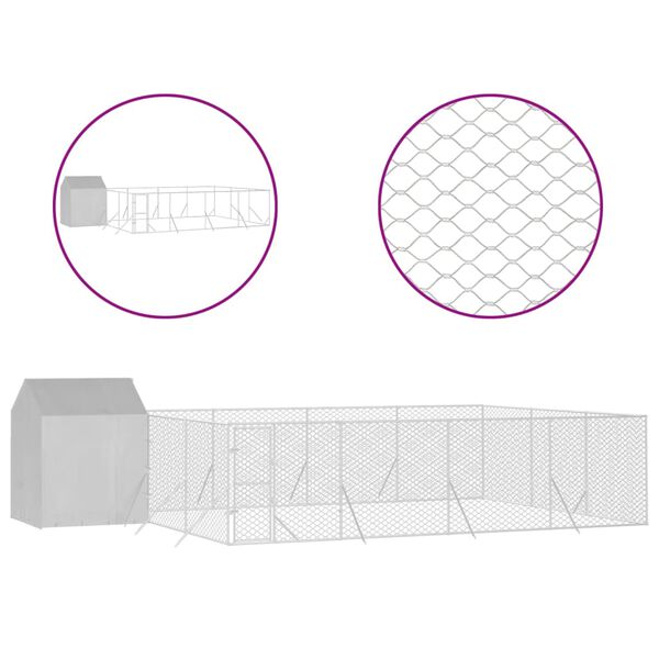 vidaXL Utendørs hundekennel sølv 10x6x2,5 m galvanisert stål