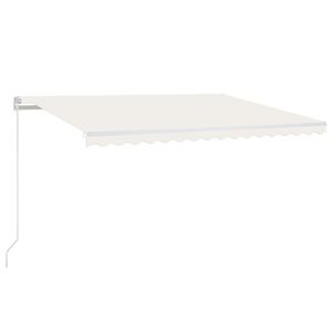 vidaXL Manuell uttrekkbar markise med LED 450x300 cm kremhvit