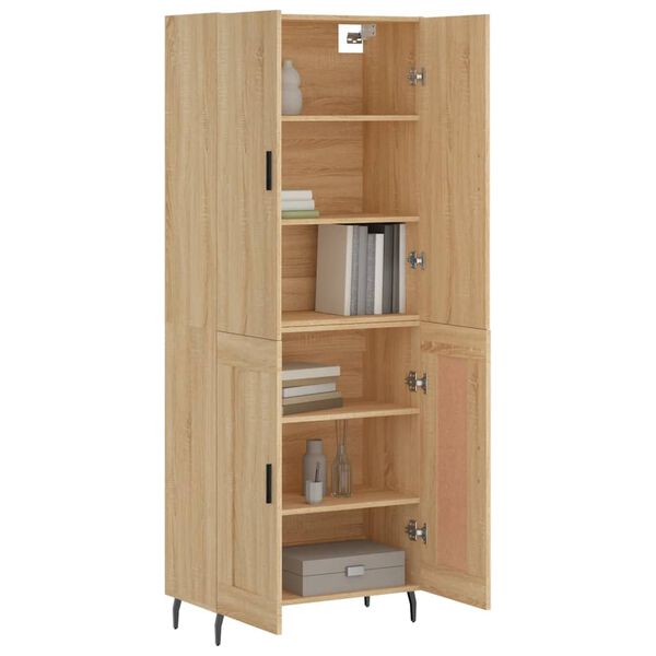 vidaXL Highboard sonoma eik 69,5x34x180 cm konstruert tre
