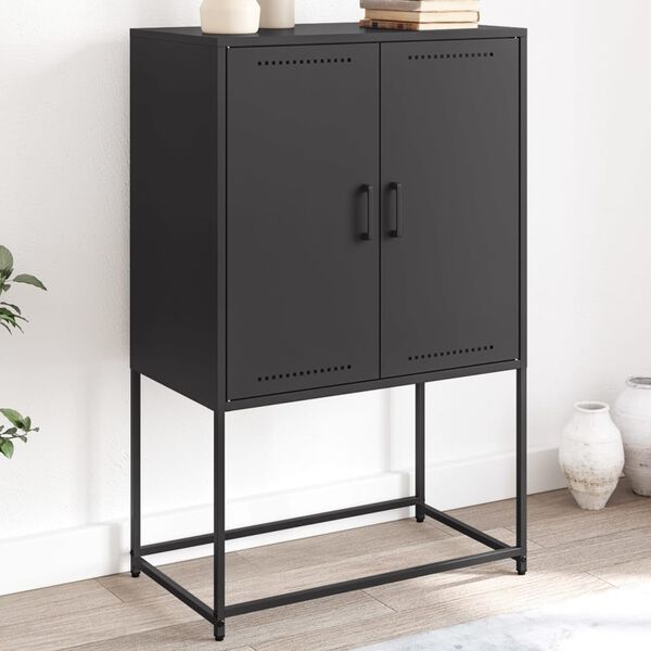 vidaXL Highboard svart 68,5x38,5x107 cm stål