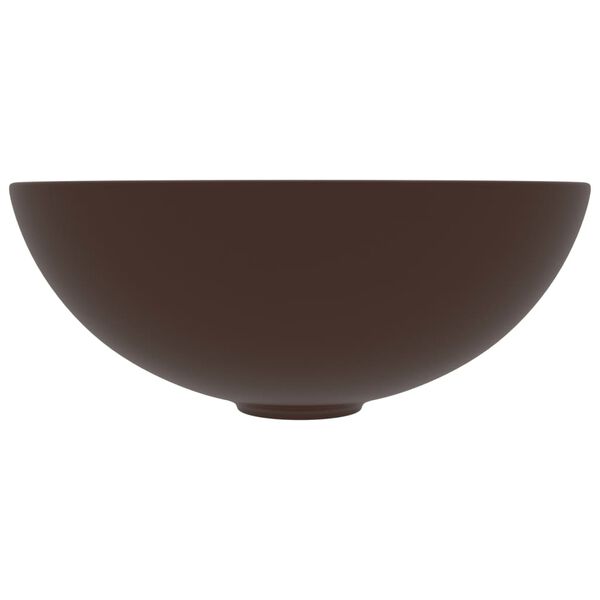 vidaXL Baderomsservant keramisk mørkebrun rund