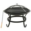 vidaXL 2-i-1 B&aring;lfat og grill med ildrake 56x56x49 cm st&aring;l