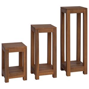vidaXL Planteholder 3 stk. Naturlig 25 x 25 x 80 cm Massivt Teaktre