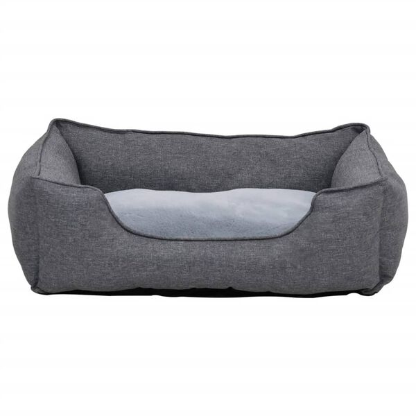 vidaXL Hundeseng gr&aring; 110,5x80,5x26 cm fleece med linutseende