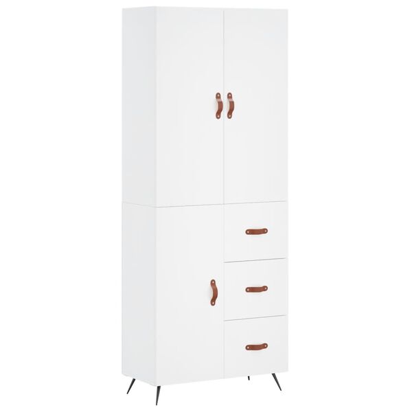 vidaXL Highboard hvit 69,5x34x180 cm konstruert tre