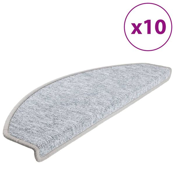 vidaXL Trappematter 10 stk 65x24x4 cm lysegr&aring; halvrund store