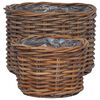 vidaXL Plantekurv med lagring 2 pcs Brun Kubu Rattan