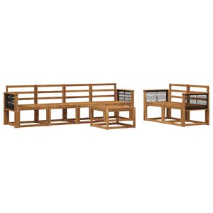vidaXL Utend&oslash;rs sofa-sett 6 pcs Naturlig Solid akasietre
