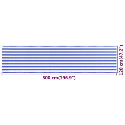 vidaXL Balkongskjerm blå og hvit 120x500 cm HDPE