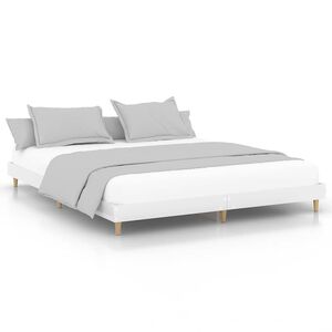 vidaXL Sengeramme h&oslash;yglans hvit 200x200 cm konstruert tre