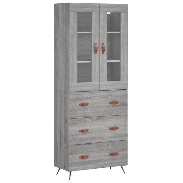 vidaXL Highboard gr&aring; sonoma 69,5x34x180 cm konstruert tre